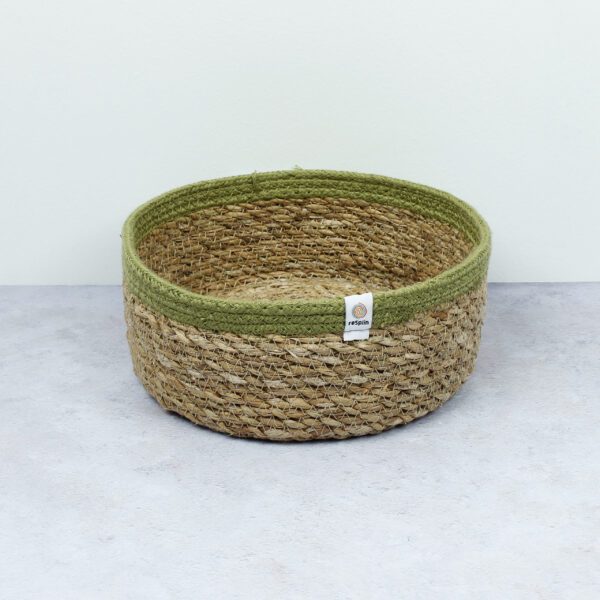 Green jute respiin shallow bowl Wildwood Cornwall