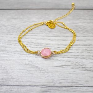 pink boho gold plated bracelet