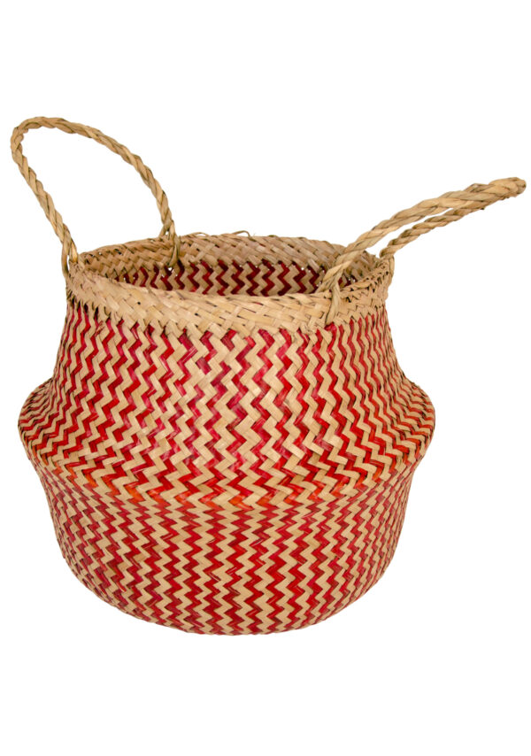 Red zig zag weave sea grass basket