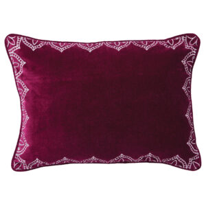Wine embroidered cushion