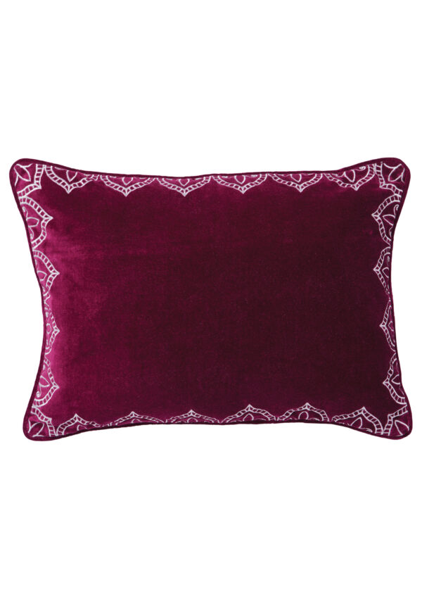 Wine embroidered cushion
