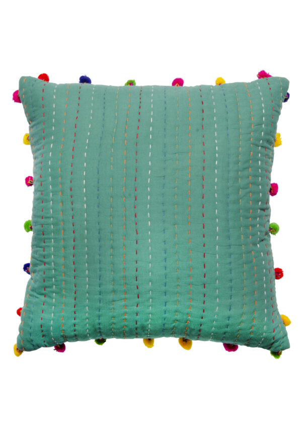 Sea green Kantha stitch cushion