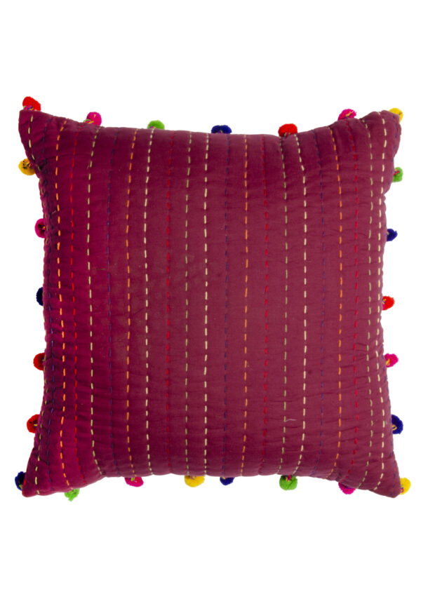 Kantha stitch cushion- wine