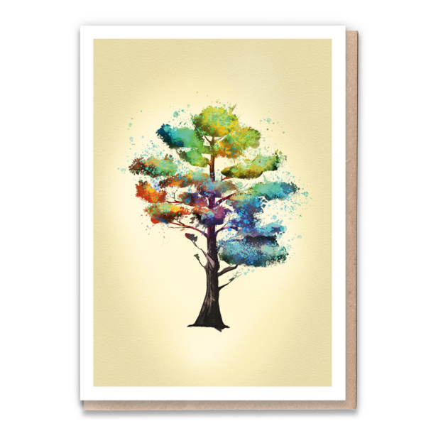 Rainbow Scots pine card