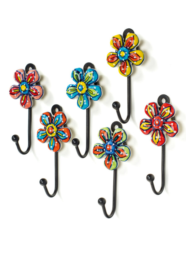 Hand painted ceramic daisy hooks