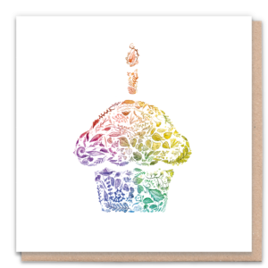 Rainbow cupcake card