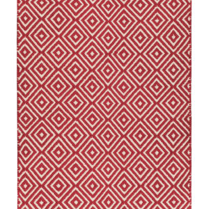 Red diamond weave handloom rug