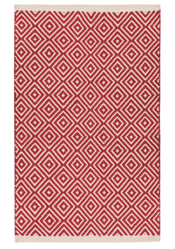 Red diamond weave handloom rug