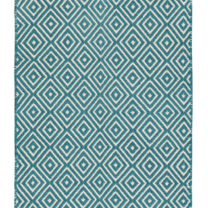 Turquoise diamond weave handloom rug