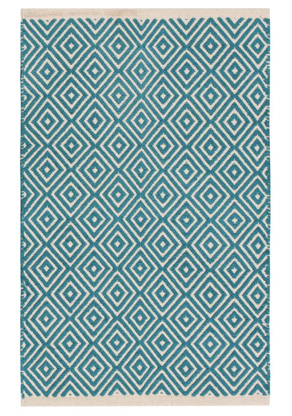 Turquoise diamond weave handloom rug