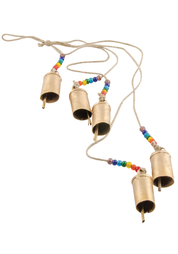 String of 5 cow bells and beads