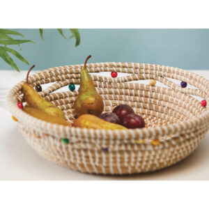 Shallow fair trade seagrass basket