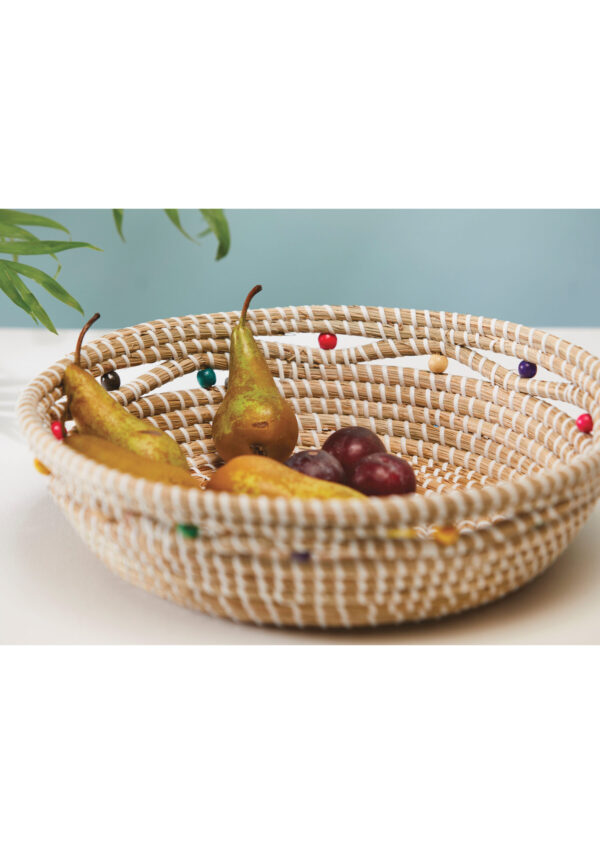 Shallow fair trade seagrass basket