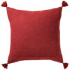 Rear of red block print cushion, Wildwood Cornwall, Bude