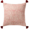 Red block print boho cushion, Wildwood Cornwall, Bude