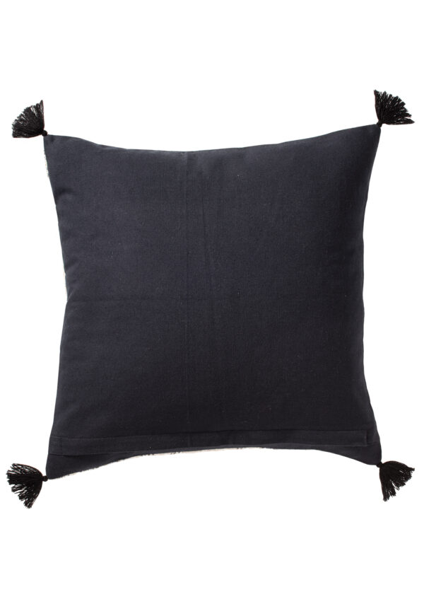Black rear of fair trade cushion cover, Wildwood Cornwall, Bude