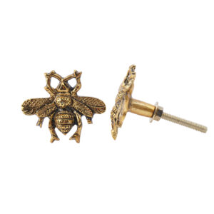 Gold brass bee door knob, Wildwood Cornwall, Bude