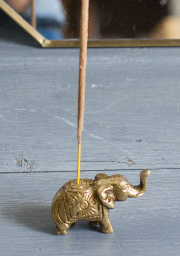 Brass fairtrade elephant incense holder, Wildwood Cornwall, Bude