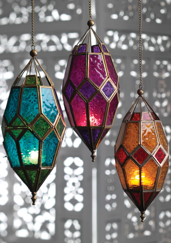 Moroccan glass hanging lantern fair trade Wildwood Cornwall