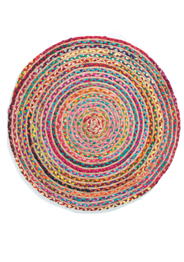 Large round cotton and jute rug