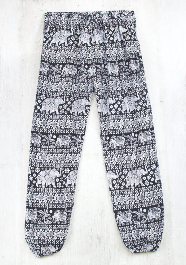 Black elephant harem pants