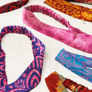 Recycled sari headbands fairtrade fair trade, Wildwood Cornwall, Bude