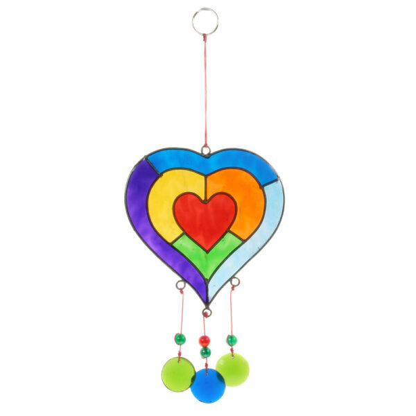 Rainbow heart suncatcher fairtrade Wildwood Cornwall Bude