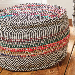 Sustainable ethically made aztec style pouffe, fair trade Wildwood Cornwall, Bude