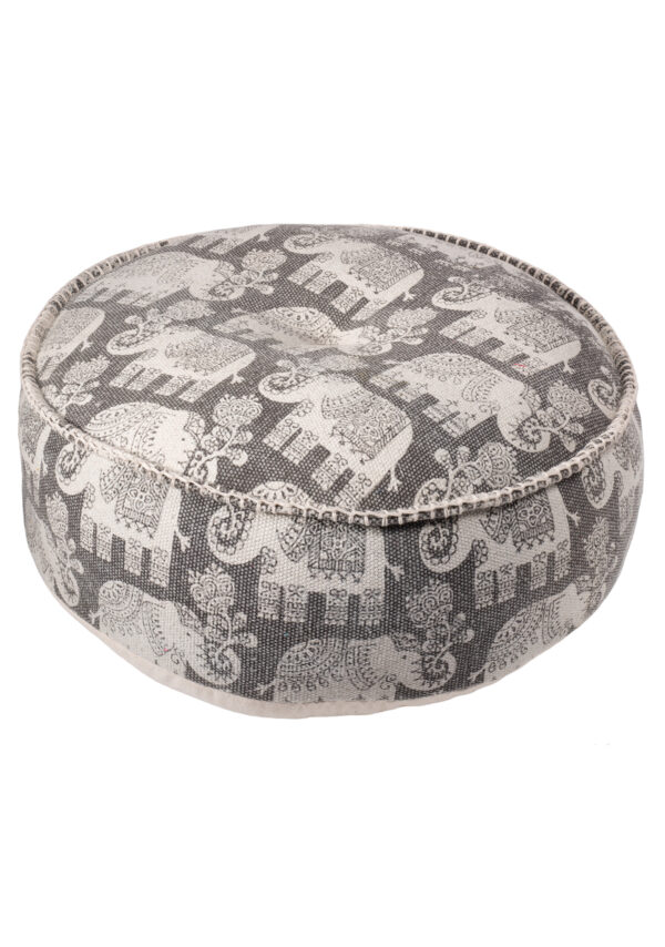 Cotton durry fair trade elephant pouffe grey, Wildwood Cornwall Bude