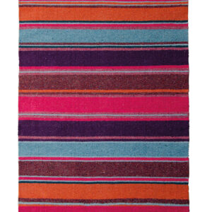 Stripey bright fair trade rug Wildwood Cornwall