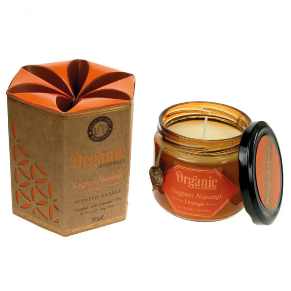 Organic orange soy wax fairtrade candle Wildwood Cornwall Bude