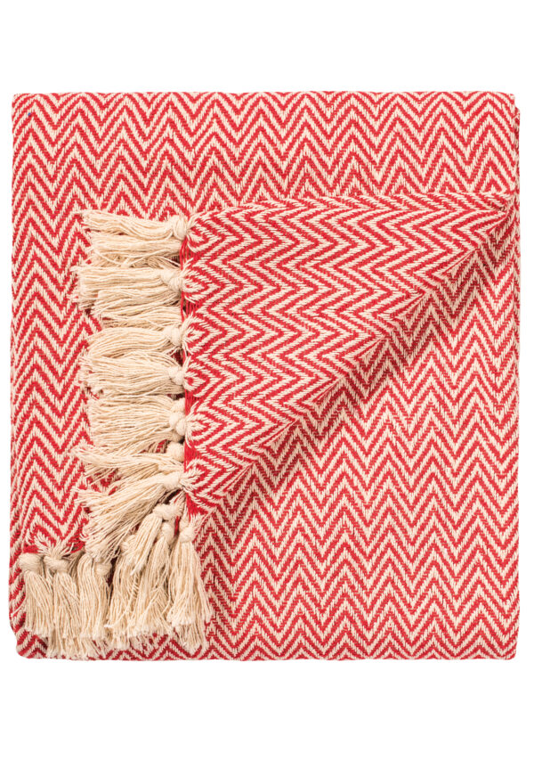 Red cotton throw, fair trade, chevron, Wildwood Cornwall, Bude