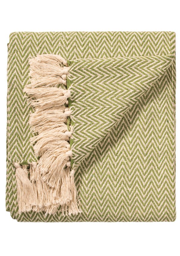 Sage green cotton fair trade throw, Wildwood Cornwall, Bude