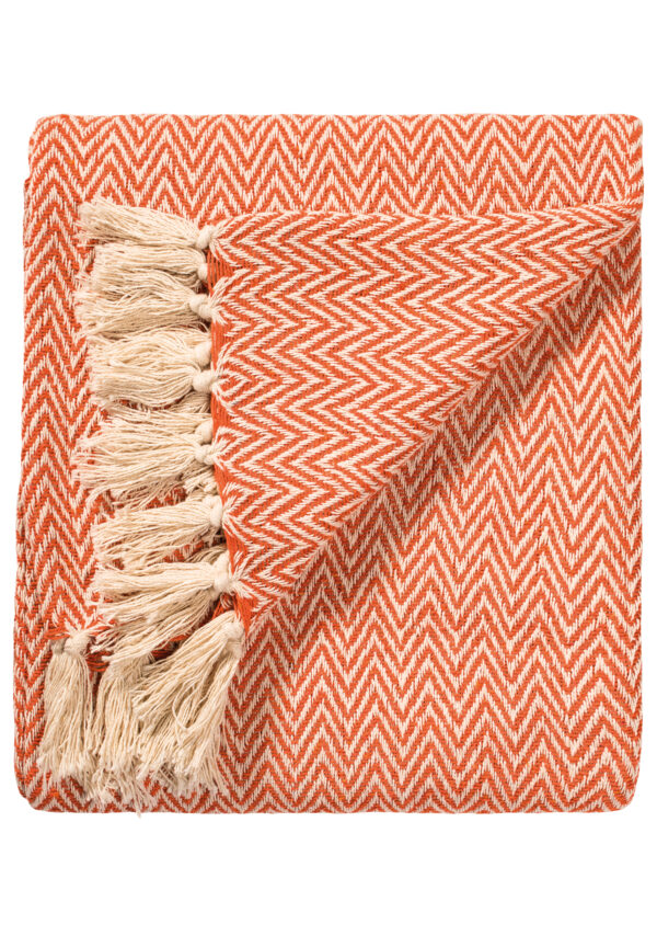 Orange cotton fair trade throw, Wildwood Cornwall, Bude