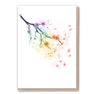 Rainbow blossom 1treecards, eco-friendly card, Wildwood Cornwall, Bude