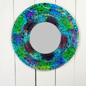 Blue green fairtrade round mosaic mirror Wildwood Cornwall Bude