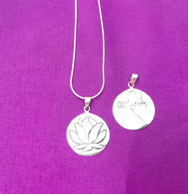 Lotus flower pendant and reverse side, Wildwood Cornwall