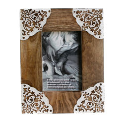 Lace cornered mango wood fair trade photo frame Wildwood Cornwall