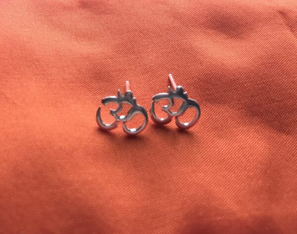 Silver om stud earrings, Wildwood Cornwal Bude