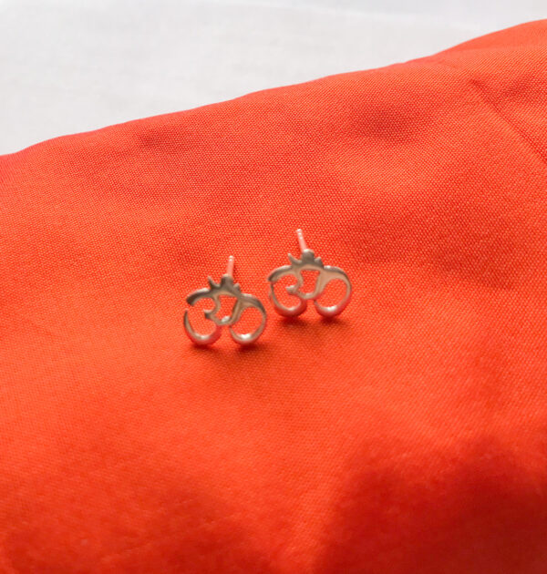 Sterling silver om stud earrings, Wildwood Cornwall