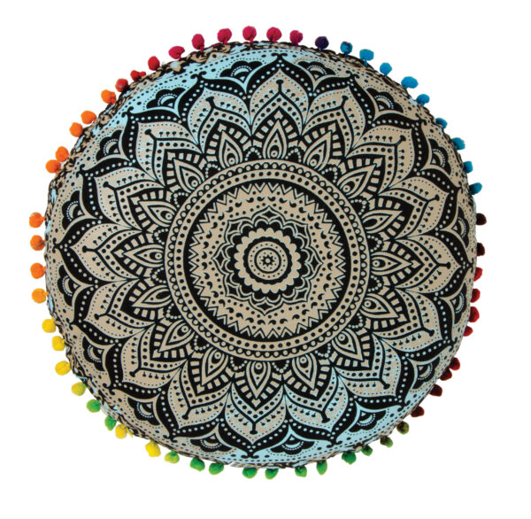 Blue yoga mandala cushion