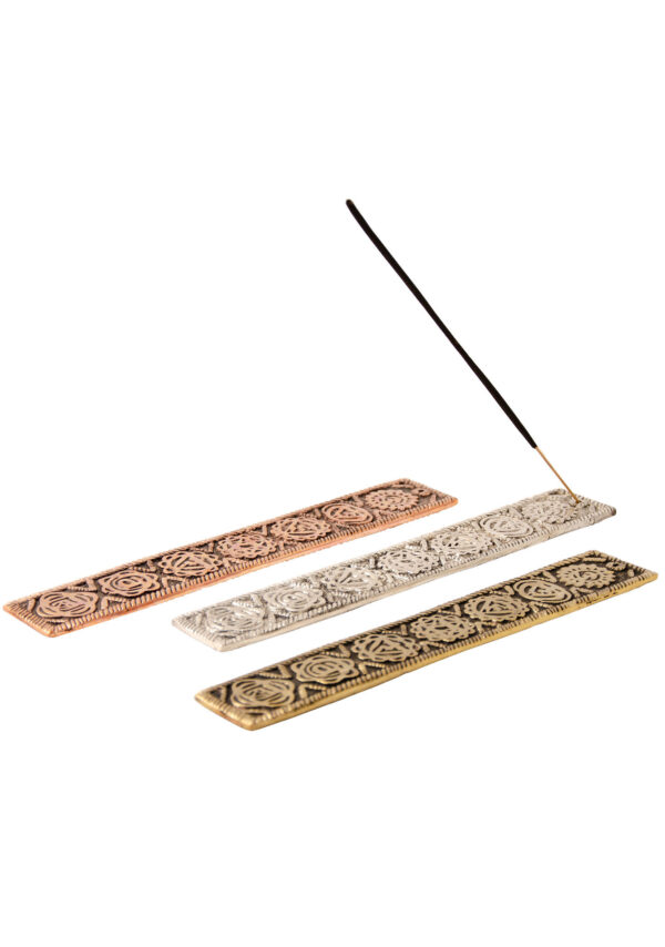 Copper silver or gold chakra incense holders, fair trade, wildwood Cornwall