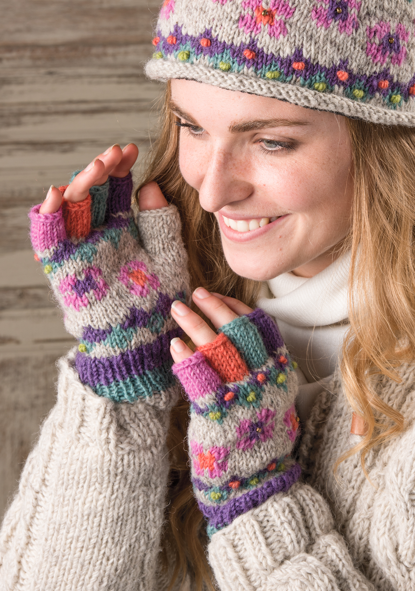 Beaded fingerless wool gloves from Nepal - Wildwood, Bude