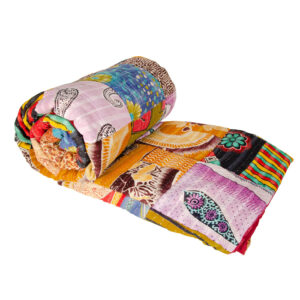Kantha stitch fair trade hippy patchwork quilt, Wildwood Cornwall
