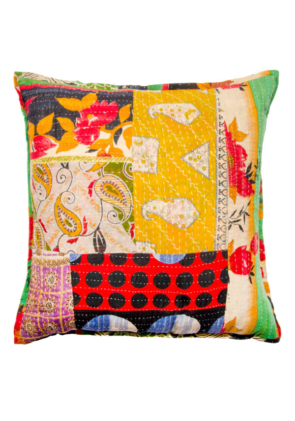 Kantha patchwork cushion fair trade, Wildwood Cornwall