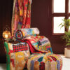 Kantha stitch patchwork quilt, fair trade