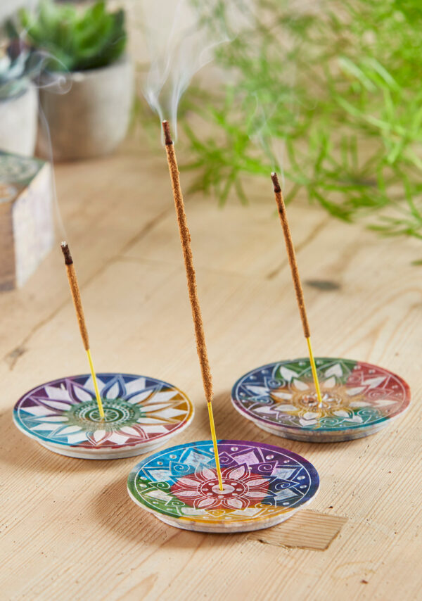 Rainbow chakra incense holders, fair trade, Wildwood Cornwall