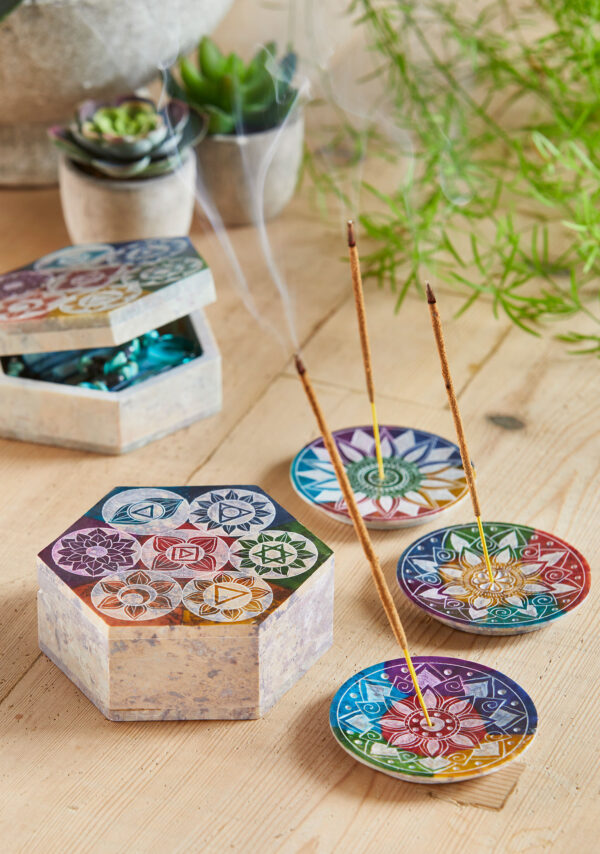 Soapstone chakra gifts, fair trade at Wildwood Bude