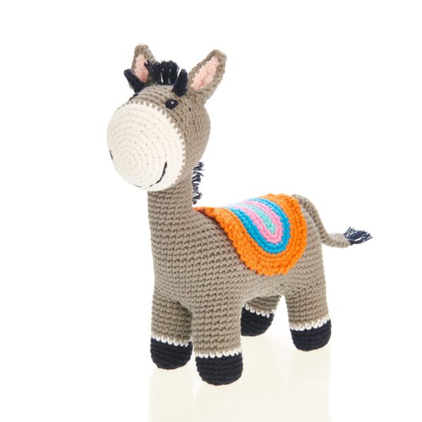 Fair trade crochet donkey baby toy, Wildwood Cornwall
