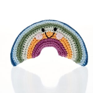 Pastel crochet rainbow rattle